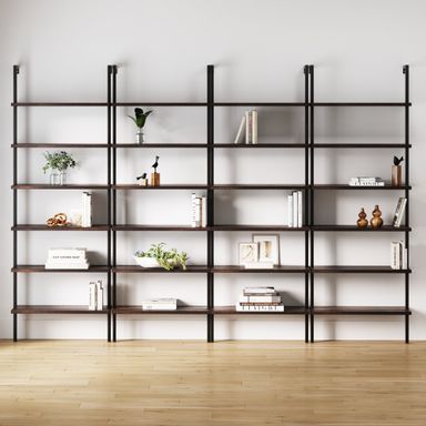 6-Shelf Bookcase Nutmeg Matte Black (Set of 4)