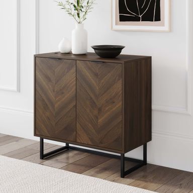 Wood 2-Door Storage Cabinet Walnut