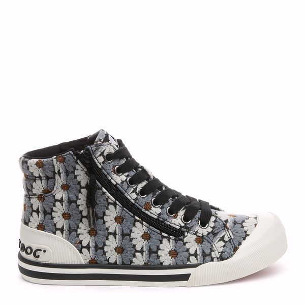 Jazzin Black Grey Floral High-top Trainers