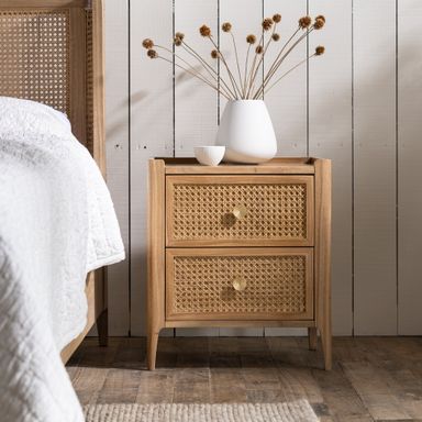 Bali Rattan 2 Drawer Bedside Table