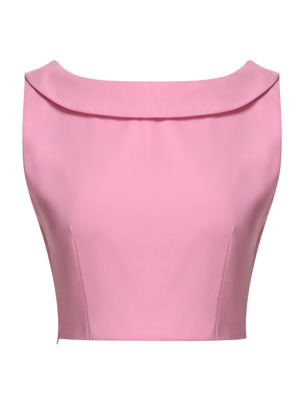 Pink 1960s Lapel Bowknot Top