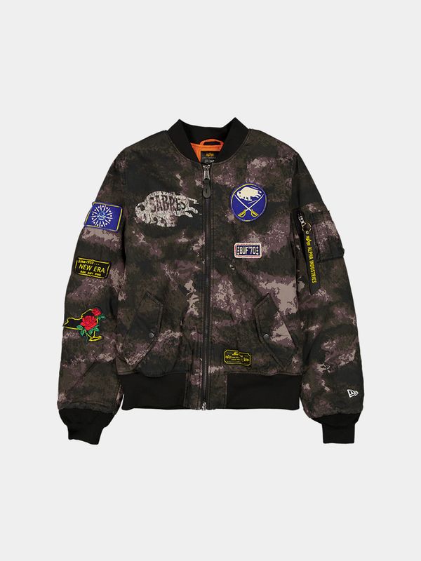 BUFFALO SABRES X ALPHA X NEW ERA MA-1 BOMBER JACKET (BLACK CAMO)