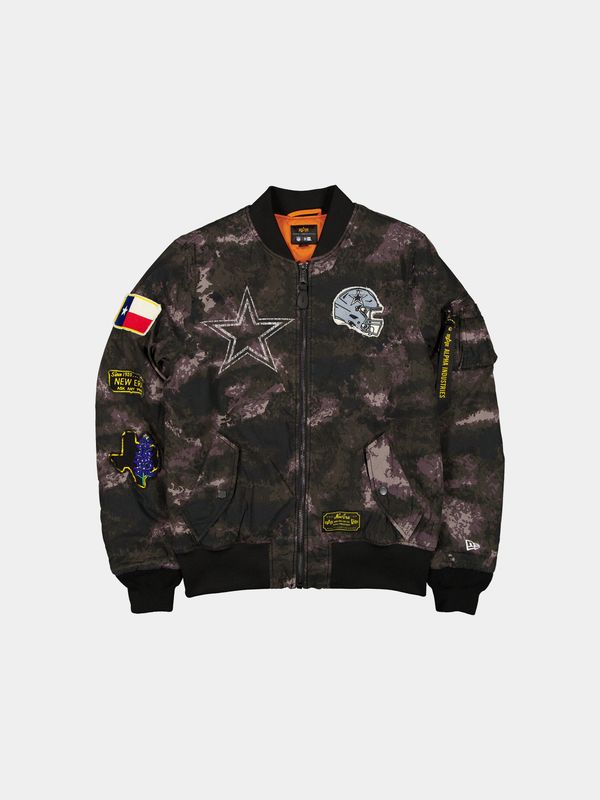 DALLAS COWBOYS X ALPHA X NEW ERA MA-1 BOMBER JACKET (BLACK CAMO)
