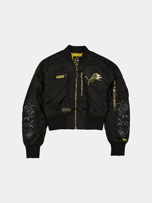 DETROIT LIONS X ALPHA X NEW ERA L-2B CROPPED BOMBER JACKET WOMENS