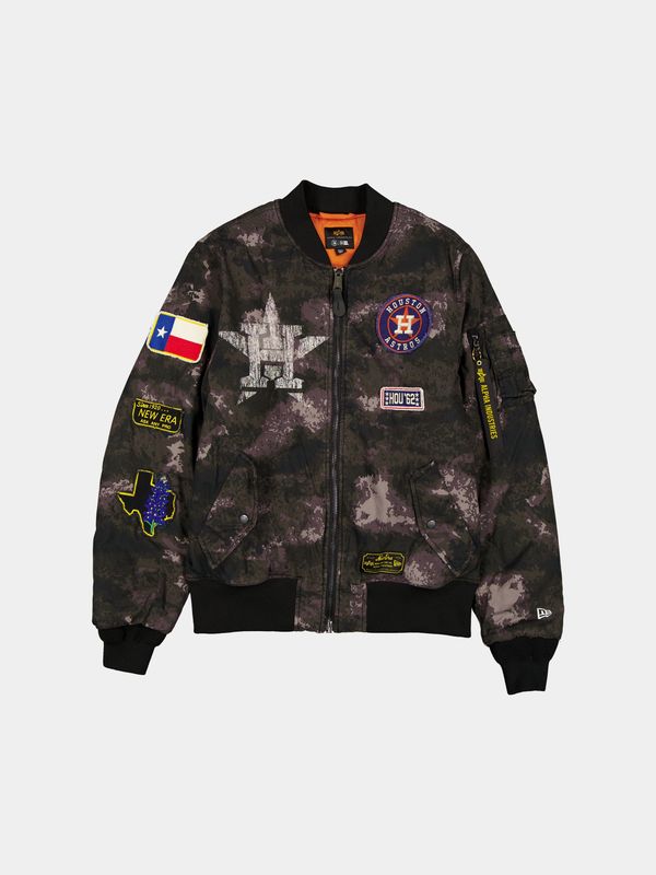 HOUSTON ASTROS X ALPHA X NEW ERA MA-1 BOMBER JACKET (BLACK CAMO)