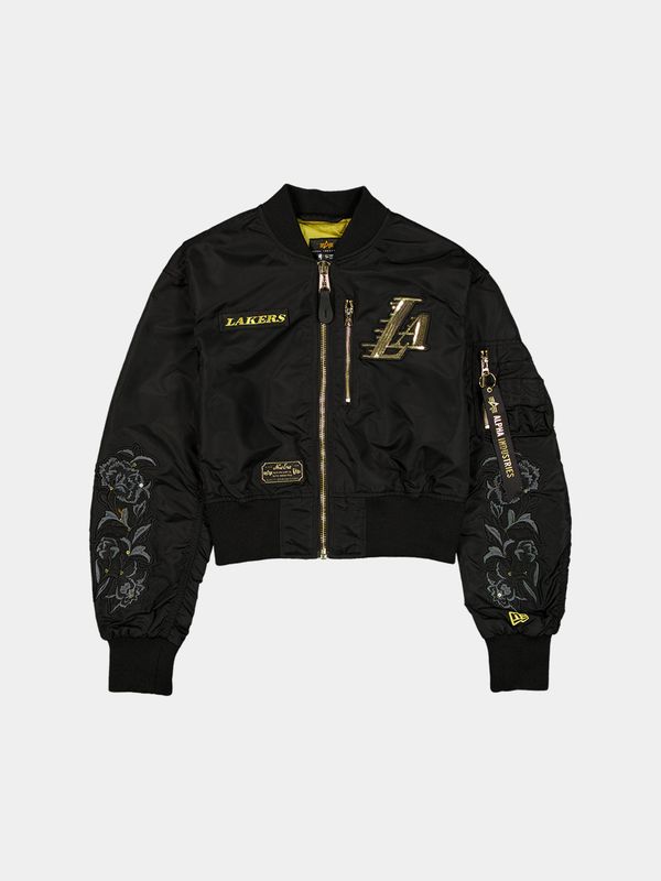 LOS ANGELES LAKERS X ALPHA X NEW ERA L-2B CROPPED BOMBER JACKET WOMENS