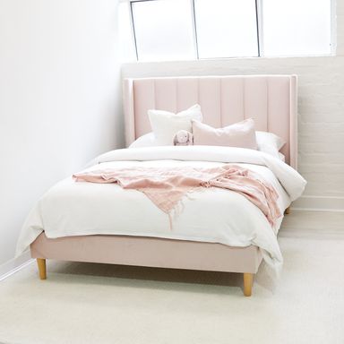 LIBERTY Upholstered Bed Pale Pink Velvet