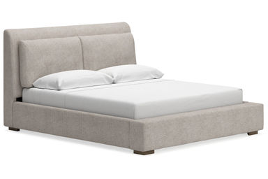 Cabalynn Light Brown Queen Upholstered Platform Bed