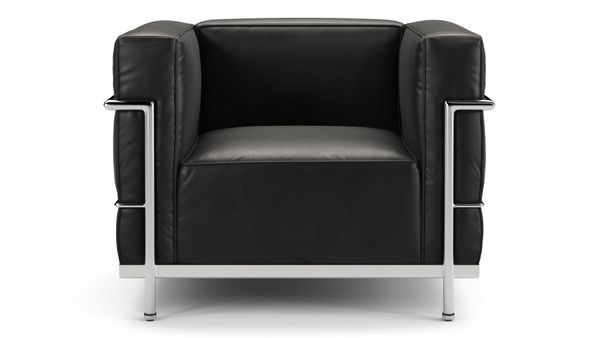Corbusier - Corbusier Grand Modele Lounge Chair, Midnight Black Premium Leather