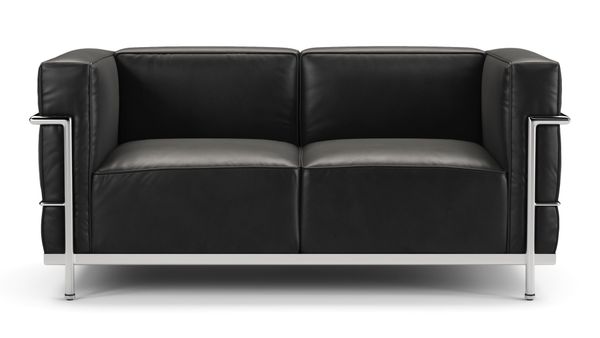 Corbusier - Corbusier Grand Modele Two Seater Sofa, Midnight Black Premium Leather