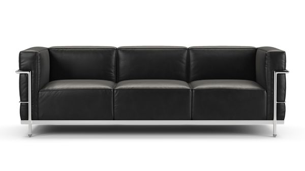 Corbusier - Corbusier Grand Modele Three Seater Sofa, Midnight Black Premium Leather