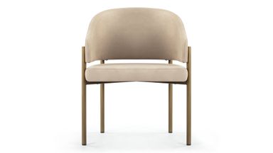 Esme - Esme Dining Chair, Latte Vegan Suede and Brushed Brass