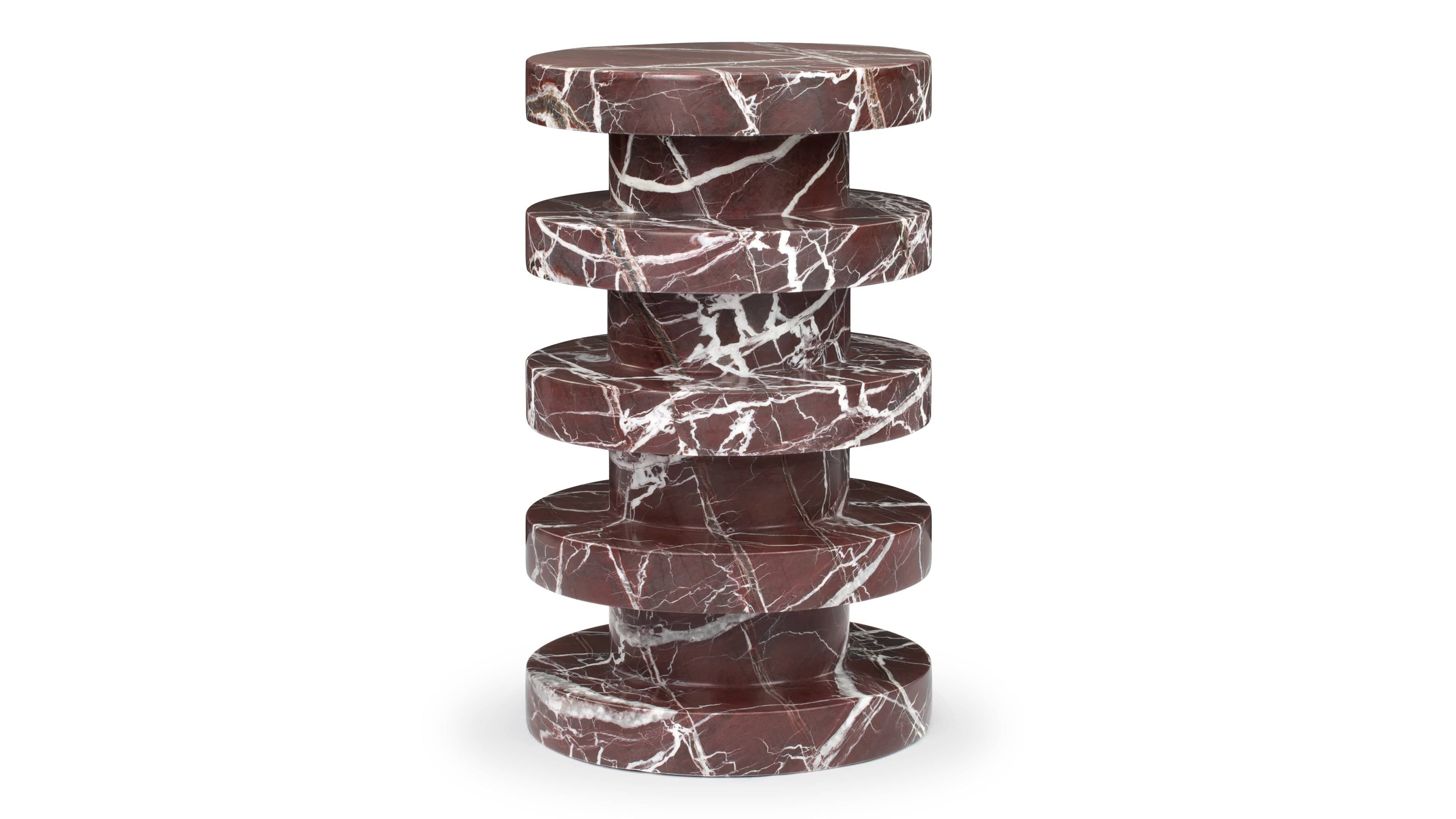 Soho Side Table Rosso Levanto Marble - Luxury Modern Accent