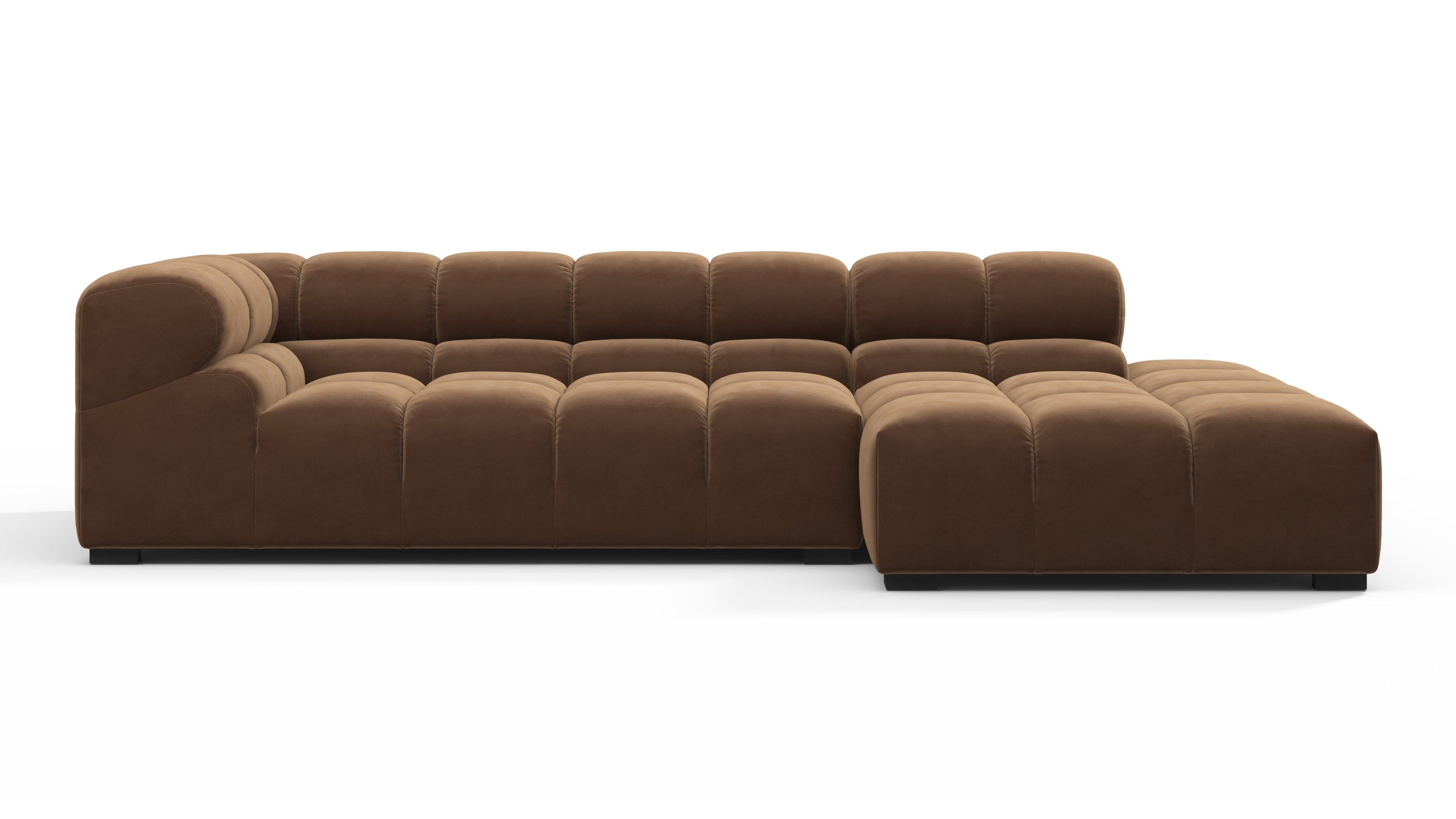 Tufty Small L-Sectional Sofa Right Mocha Velvet