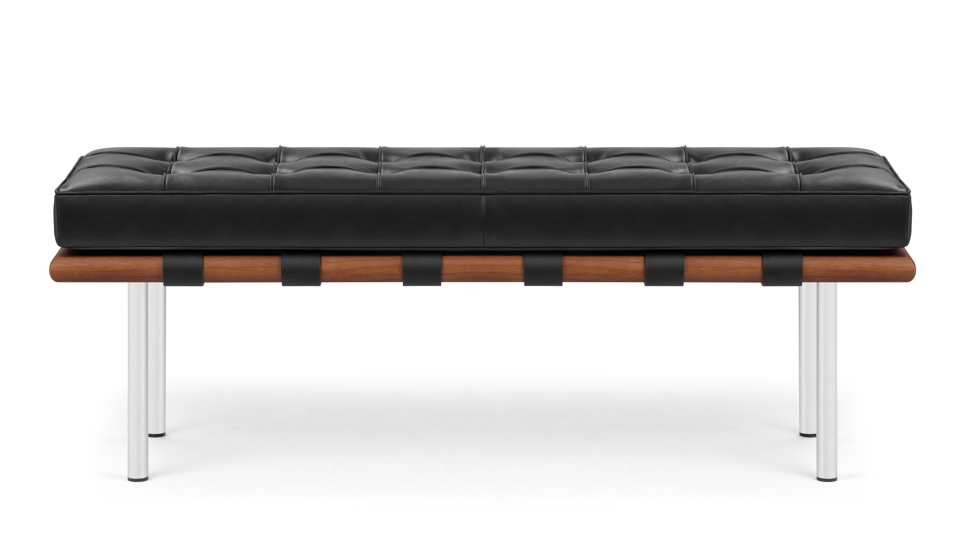 Manhattan Two Seater Bench - Vintage Black Vegan Leather