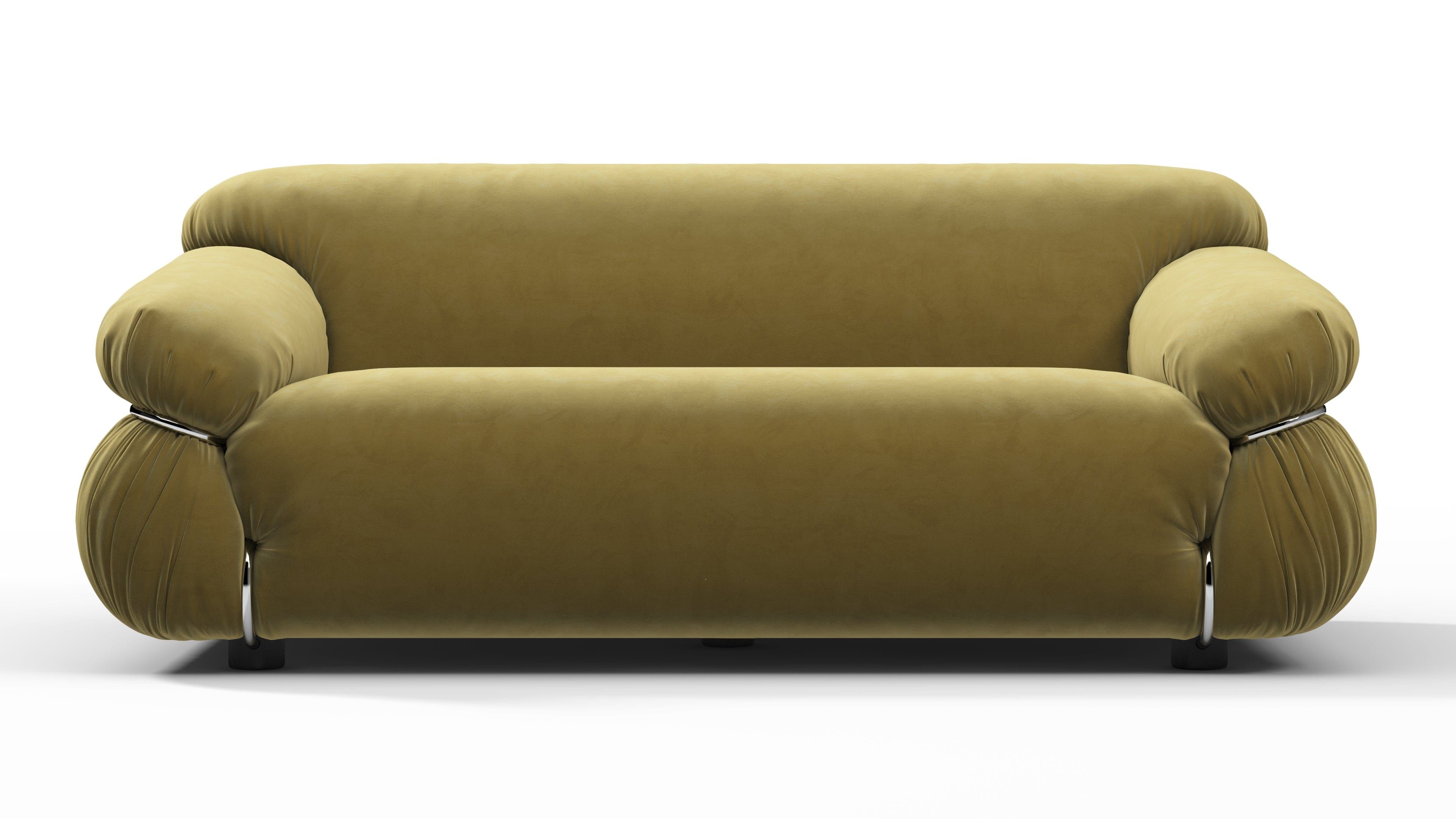 Sesann Two-Seater Sofa in Olive Gold Velvet - Luxurious Modern Comfort