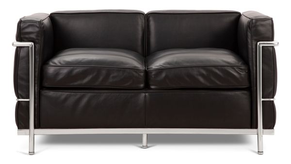 Corbusier - Corbusier Petit Modele Two Seater Sofa, Midnight Black Premium Leather