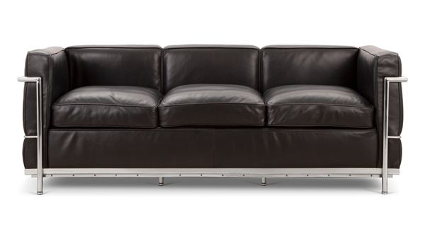 Corbusier - Corbusier Petit Modele Three Seater Sofa, Midnight Black Premium Leather