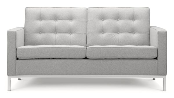 Florence - Florence Two Seater Sofa, Light Gray Wool