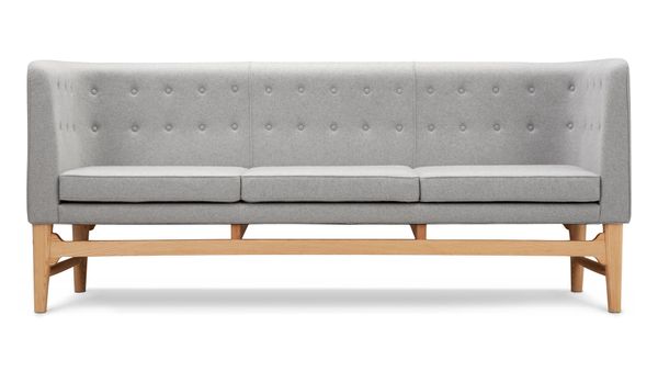 Mayor Style - Mayor Style Three Seater Sofa, Light Gray Wool and Ash