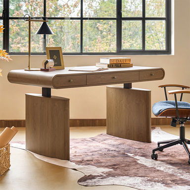 Louise Mid-century Modern Electric Adjustable Standing Desk with Wireless Charging