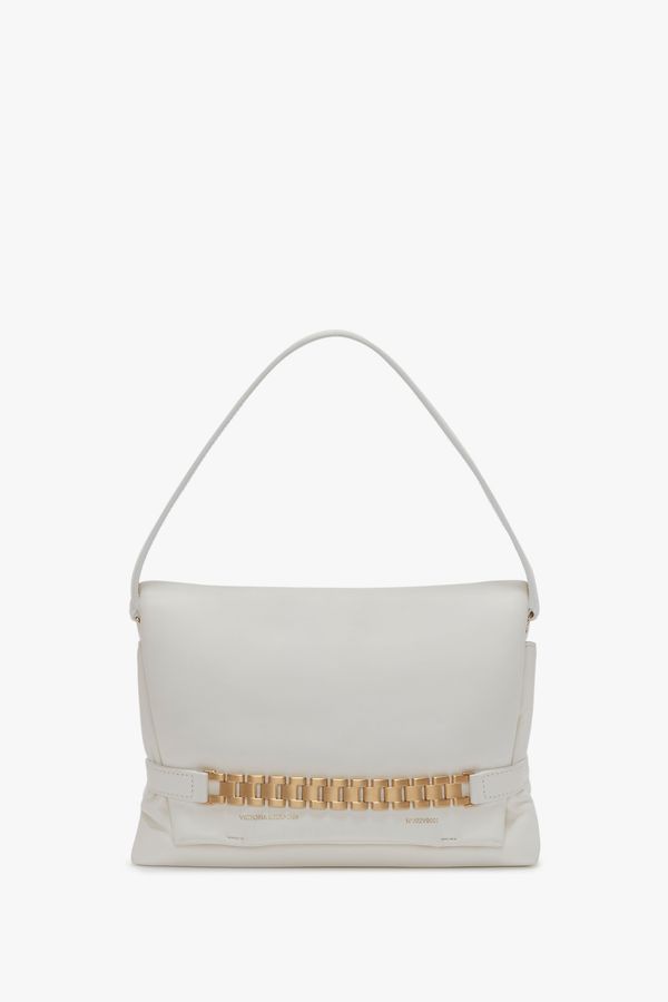 Puffy Chain Pouch Bag In White