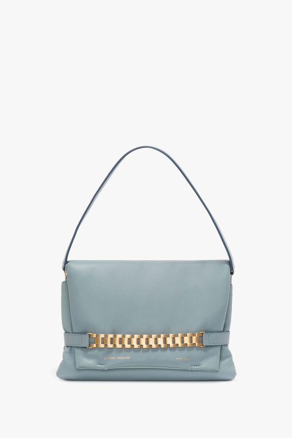 Puffy Chain Pouch Bag With Strap In Ice Leather