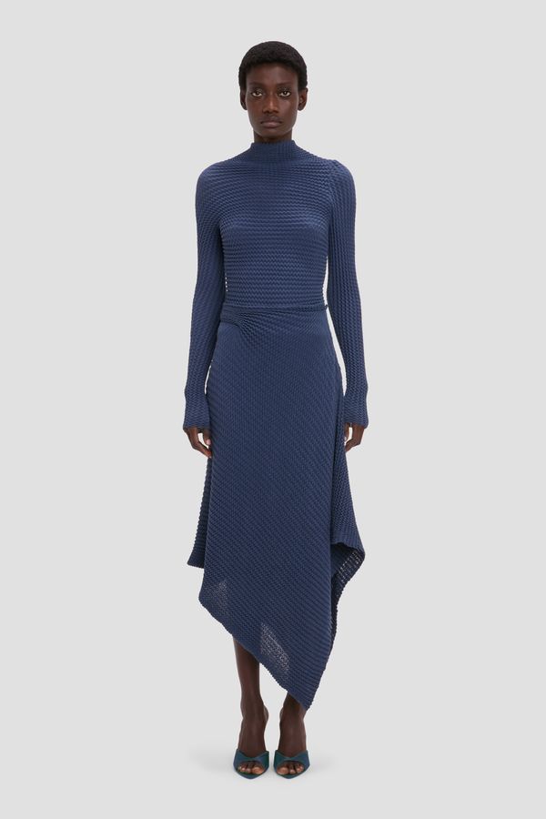Draped Knit Midi Skirt In Eclipse