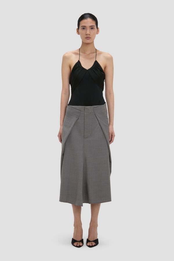 Tailored Midi Skirt In Nickel