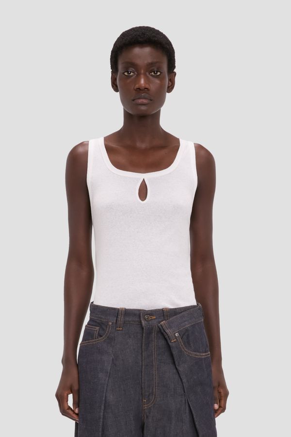 Split Tank Top In White