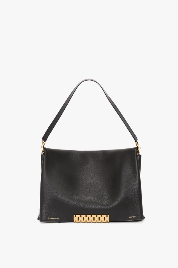 Chain Pouch Bag In Black Leather