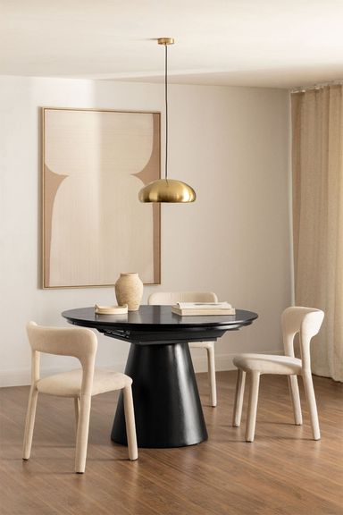 Runder Esstisch 120-160x120 cm ausziehbar aus MDF und Montana-Eichenfurnier
