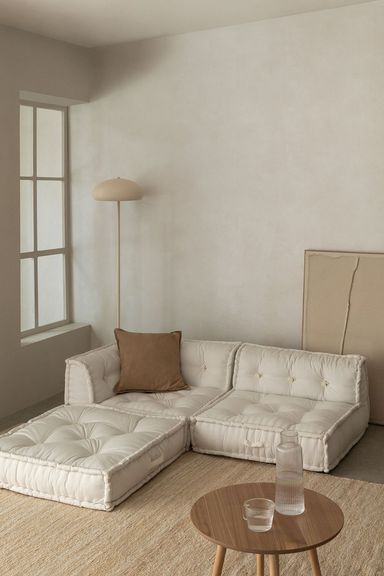 Canapé d'angle modulaire 3 pièces en coton Dhel