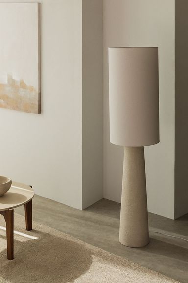 Loana linen and fiberglass floor lamp