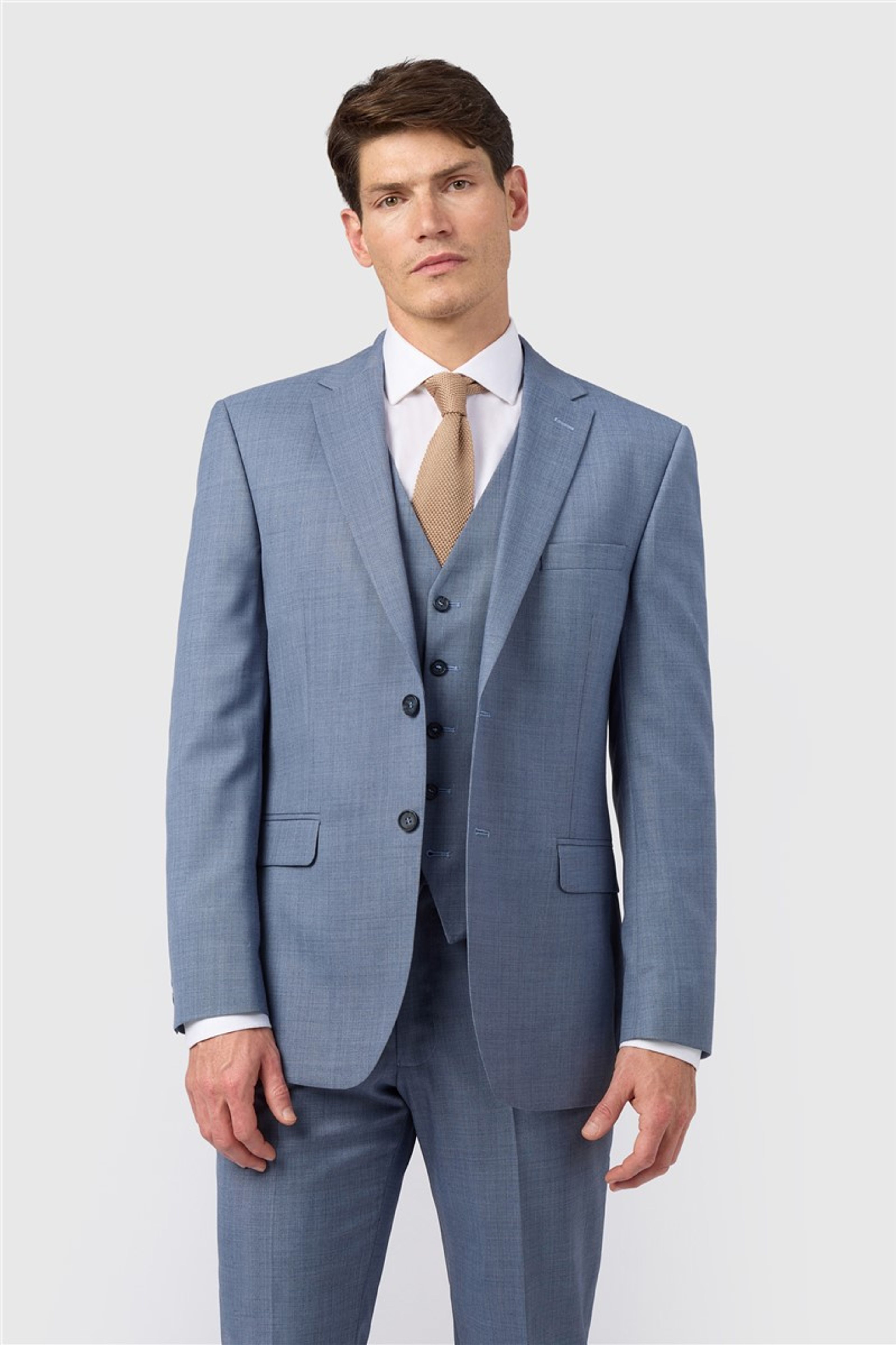 Men's Regular Fit Airforce Blue Wool Suit Jacket | Racing Green