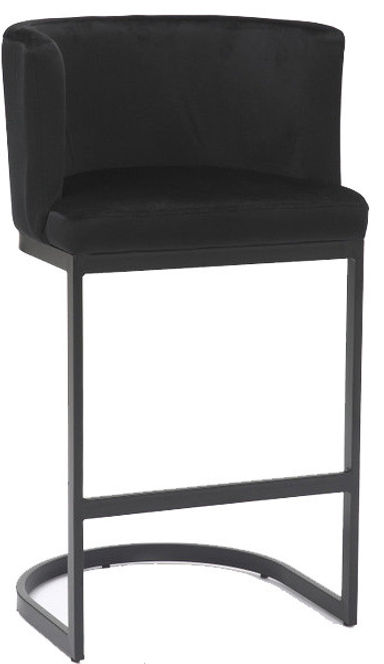Velino Velvet Cantilever Bar Stool Black with Black Frame