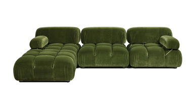 Marcel 109.5" Bubble Modular Modern 4-Piece Reversible Sectional Sofa, Olive Green