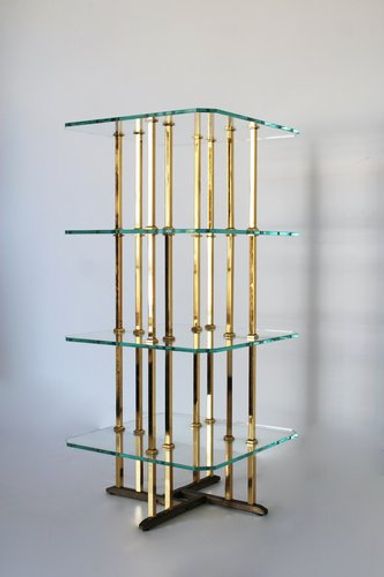 Vintage Glass & Brass Shelf