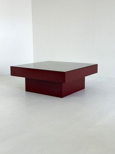 Mid-Century Italian Red Coffee Table with Glass Top