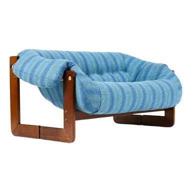 1970s Mid Century Brazilian Modernist Rosewood Frame Loveseat by Percival Lafer, Mp-97