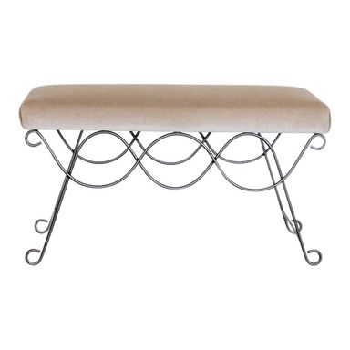 Iron Double Loop Bench, Brown Mohair