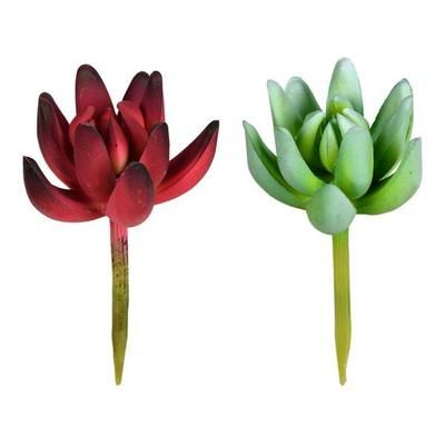 Vickerman 608722 - 4" Red/Gray Succulent Pick Asst Set/6 (FO193004) Home Office Succulents