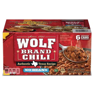 Wolf Brand 'No Bean' Chili 15oz., 6pk.