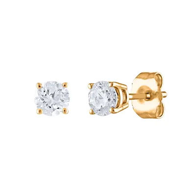 0.47 ct. t.w. Round Diamond Stud Earrings in 14K Yellow Gold (I, I1):- Yellow