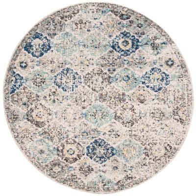 Safavieh Madison Franya 5' x Round Area Rug, Ivory/Aqua
