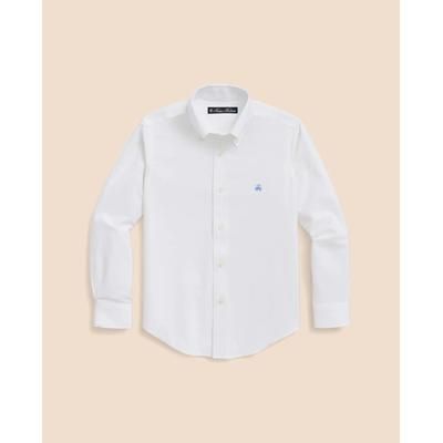 Brooks Brothers Boys Non-Iron Stretch Cotton Oxford Sport Shirt | White | Size Small