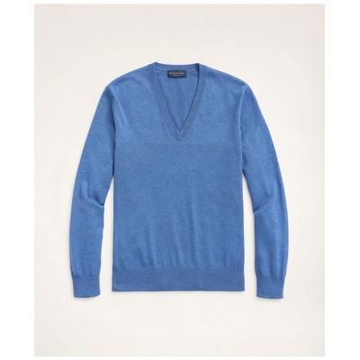 Brooks Brothers Men's Big & Tall Supima Cotton V-Neck Sweater | Dark Blue Heather | Size 3X Tall