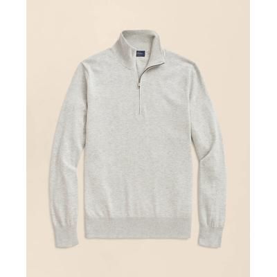 Brooks Brothers Men's Big & Tall Supima Cotton Quarter-Zip Sweater | Grey Heather | Size 2X Tall