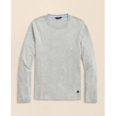 Brooks Brothers Men's Big & Tall Supima Cotton Long-Sleeve Logo T-Shirt | Grey Heather | Size 2X Tall