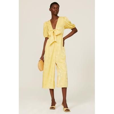 Slate & Willow Yellow Satin Jumpsuit Yellow-print